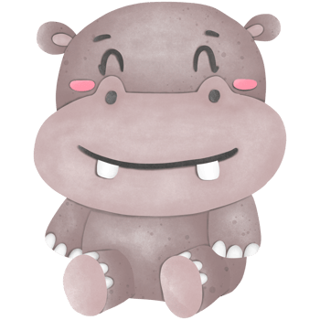 Super cute brown hippopotamus illustration png