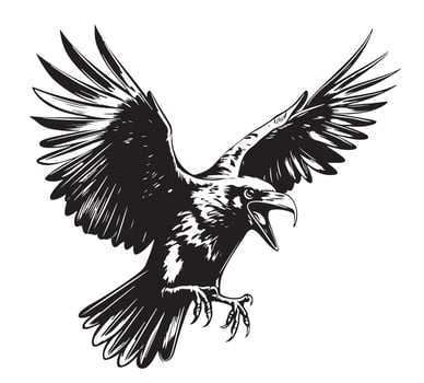 Crow attack icon cartoon vector. Art feather. Ink fly vector