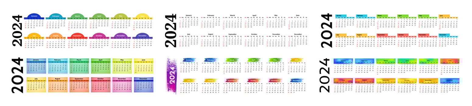 Calendar for 2024 isolated on a white background vector