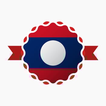 Creative Laos Flag Emblem Badge vector