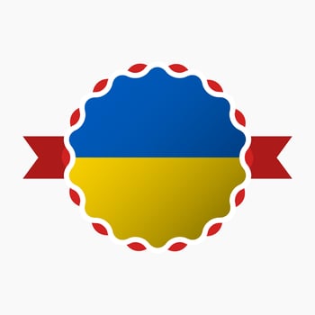 Creative Ukraine Flag Emblem Badge vector