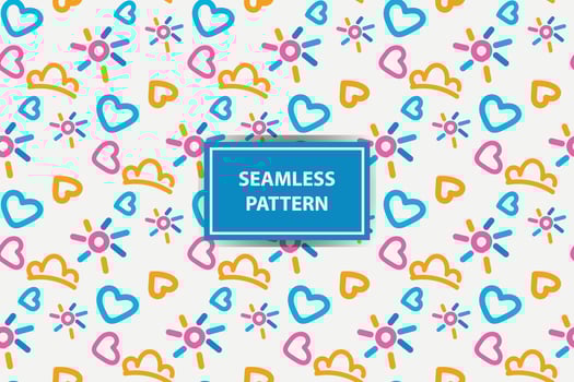 colorful seamless pattern background. Creative abstract style art background for children. Trendy texture design with basic shapes. Simple childish doodle wallpaper print. vector