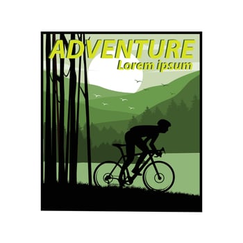 racing bike on green hill vector