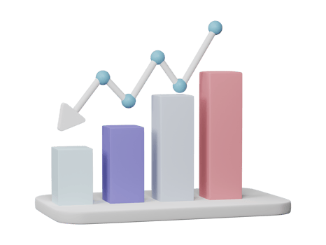 Business chart graphics and statistics, Growing bars graphic rising forward achievement goal. 3D render Illustration. png