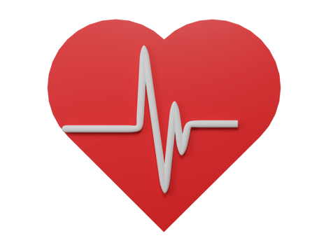 3D rendering. Red heart with pulse line icon isolated on transparent background. Concept of Heartbeat pulse, cardiogram and medical healthcare. png