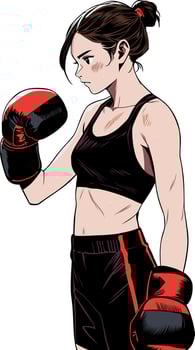 anime female boxer wearing boxing gloves vector