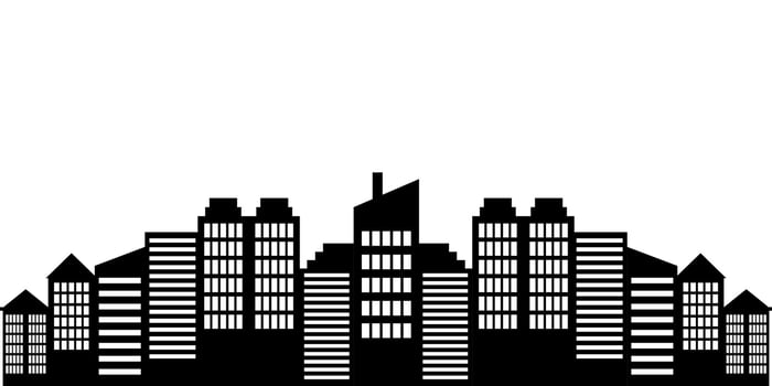 City landscape silhouette vector. City buildings flat illustration vector