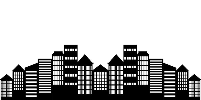 City landscape silhouette vector. City buildings flat illustration vector