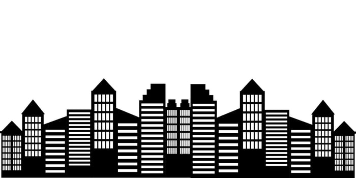 City landscape silhouette vector. City buildings flat illustration vector