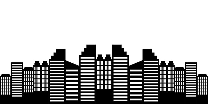 City landscape silhouette vector. City buildings flat illustration vector