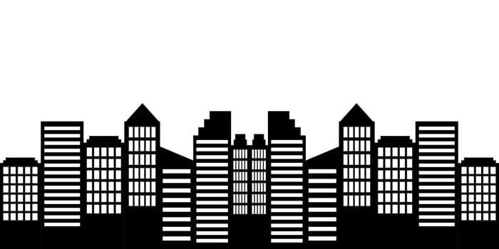 City landscape silhouette vector. City buildings flat illustration vector