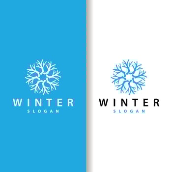 Snowflake Logo, Winter Season Design Frozen Ice Simple Model for Products and Technology vector