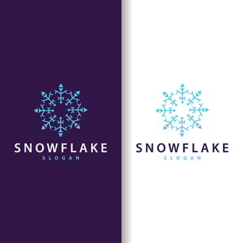 Snowflake Logo, Winter Season Design Frozen Ice Simple Model for Products and Technology vector