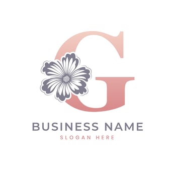 G Letter Logo with Flower. Floral G Logo Feminine Luxury Logo Design vector