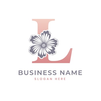 L Letter Logo with Flower. Floral L Logo Feminine Luxury Logo Design vector