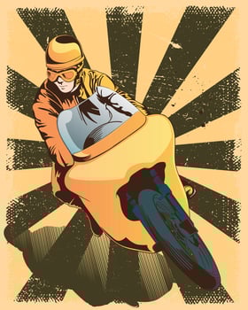 a man riding a motorcycle illustration vector