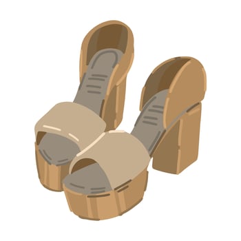 Heeled sandals cartoon clipart. Summer shoes, accessory doodle isolated on white. Vector illustration in modern style.