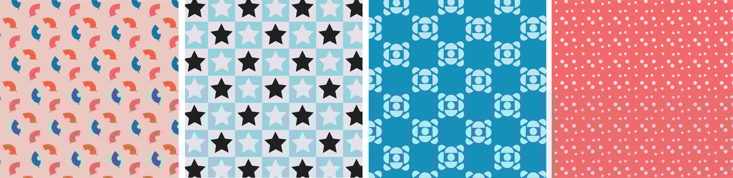 Printable pattern seamless vector leaf star set