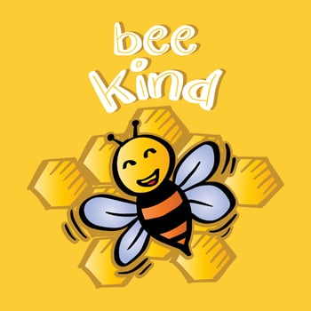 PrinBe kind. Hand drawn motivation phrase. Lettering with bee. vector