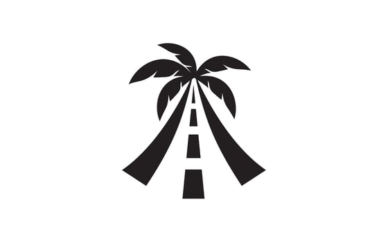 Road with palm vector logo design