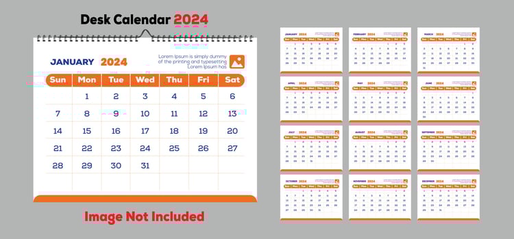 Desk Calendar 2024 vector