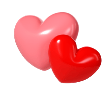 3d pink and red glossy love hearts on white background. Suitable for Valentine day, Mother day, Women day, wedding, sticker, greeting card. February 14th png