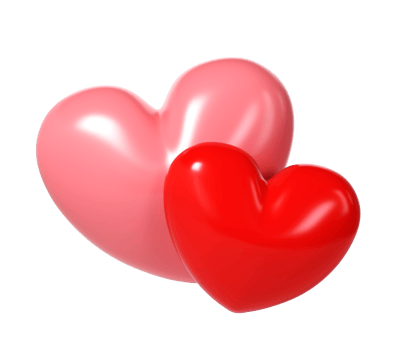 3d pink and red glossy love hearts. Suitable for Valentine day, Mother day, Women day, wedding, sticker, greeting card. February 14th png
