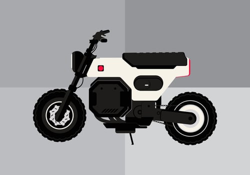japanese e motorbike electric trail scooter futuristic cyberpunk extreme classic chopper vector