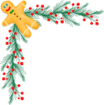 gingerbread christmas frame corner decorative card design png