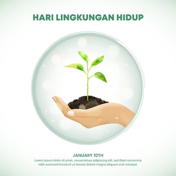 Hari Lingkungan Hidup Indonesia or Indonesian Environment Day background with a hand and plant vector