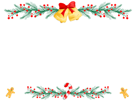 mistletoe bell cane gingerbread christmas New Year Festival card frame corner border decorative design png