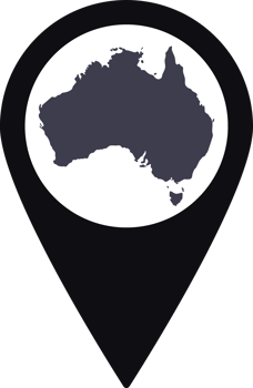 Black Pointer or pin location with Australia map inside. Map of Australia png