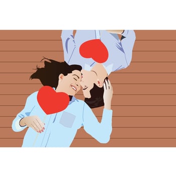 Free vector big isolated couple in love, happy young girl and boy in love