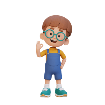 3D cute kid give ok sign png