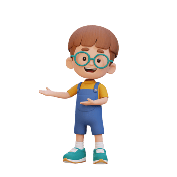 3D cute kid presenting pose png