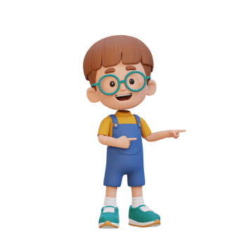 3D cute kid pointing hand to the side png