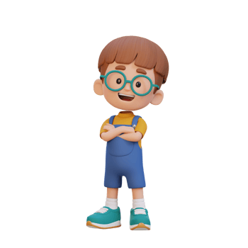 3D cute kid character in confident pose crossed hand png