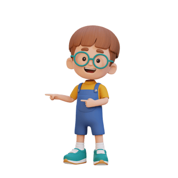 3D cute kid pointing hand to the side png