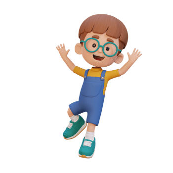 3D cute boy in jumping pose png