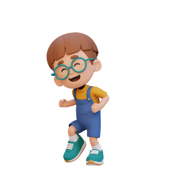 3D cute boy happy dancing png