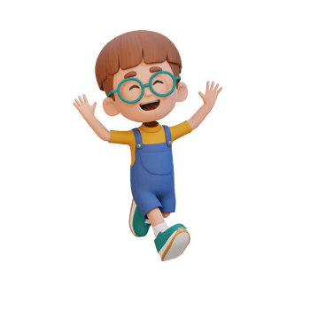 3D cute boy in jumping pose png