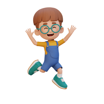 3D cute boy in jumping pose png
