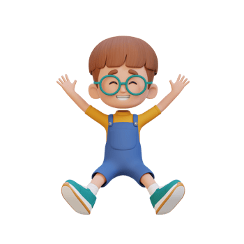 3D cute boy in jumping pose png
