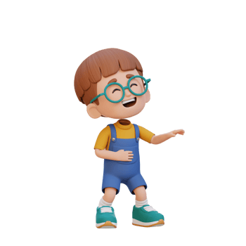 3D cute boy laughing png