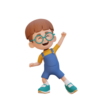 3D cute boy in happy pose png