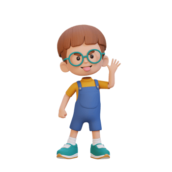 3D cute boy make fun of png