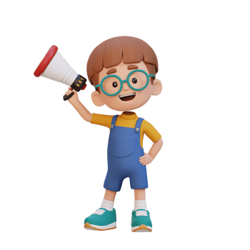 3D cute kid Character Holding a Megaphone png