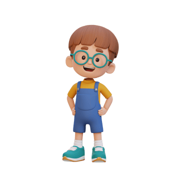 3D cute kid character in confident pose hand on hip png