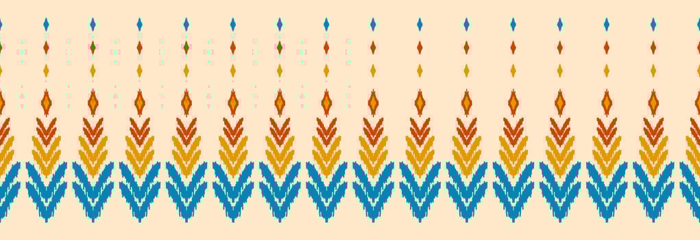 Border ethnic ikat pattern art. folk embroidery, and Mexican style. Aztec geometric ornament print. Design for background, illustration, fabric, clothing, textile, print, batik. vector
