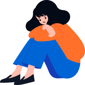 Hand Drawn teenage character is depressed in flat style png